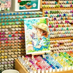 Ohuhu Bamboo Marker Organizer, Wooden Desktop Storage Hold 126 Markers for Home