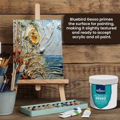 Bluebird Heavy White Gesso Canvas Primer for Acrylic & Oil Painting 28.2 oz. Tub