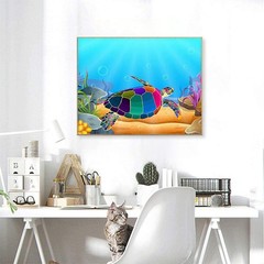 Tookeen Paint by Numbers Kit 19.5 cm x x 1.3 cm, Turtle Frameless-1