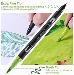 60 Colors Brush & Fine Dual Tip Watercolor Markers for Adult Coloring Books N…
