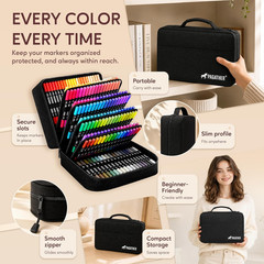 168 Colors Acrylic Paint Markers, Dual Tip Fine and Brush Tips Pens Contain 24 M