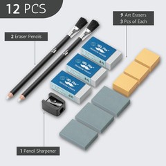 Mr. Pen- Art Eraser Set, 12 pcs, Artist Pencil Erasers, Drawing Supplies Kit, Du
