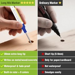 8pcs Waterproof Deep Markers 30mm Extra Fine for Construction Projects