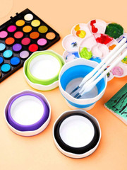 1 pc Foldable Silicone Art Brush Holder & Wash Bucket for Cleaning & Rinsing