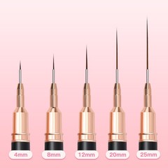 Komall Metallic Nail Art Brushes, 5Pcs Liner Brush Set, UV Gel Polish Black