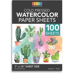 100 Sheets Cold Press Watercolor Paper Artists Beginners 7×10 Inch Art