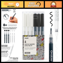 Extra Fine Tip Acrylic Paint Marker Set, 6 Pack, 0.7mm for Rock, Glass, Canvas A