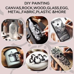 TRANSON 4 Black and 4 White Paint 1 Count (Pack of 8), 4 4