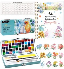 Watercolor Workbook, Water Coloring Book, 12 1 Count (Pack of 1), Flowers