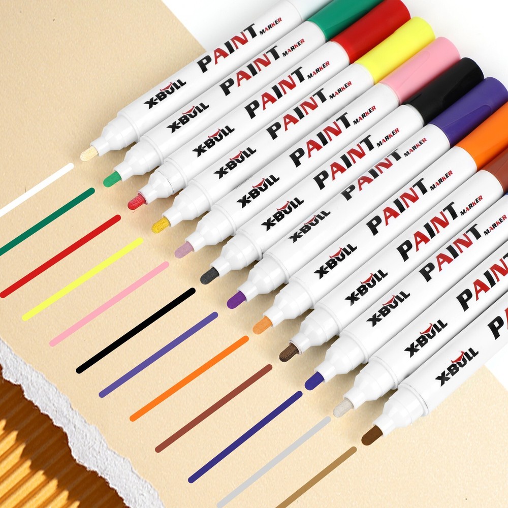 Multicolor Paint Marker Pen 12PCS Waterproof Permanent for Car Tyre Tire Tread