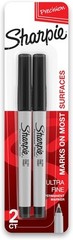 SHARPIE 37161PP Permanent Markers, Ultra Fine 2 Count (Pack of 1), Black