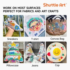 Shuttle Art 28 Colors Fabric Markers, 1 Count (Pack of 28), 28