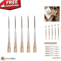 Extra Long Detail Brushes – 5 Pcs Fine Point for Precise Creative Painting