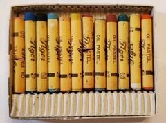 Tiger Oil Pastels 12 Colors No. 101 Made In Japan Vintage