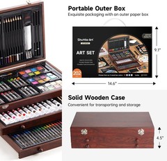 NEW 202PCS Wooden Art Supplies Set Drawing Pads Canvas Paint Crayons Kids