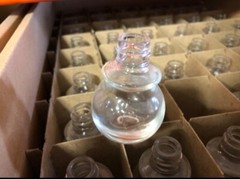Round Clear Glass Bottle W Blk plastic twist off cap 1oz thick Essential Oils