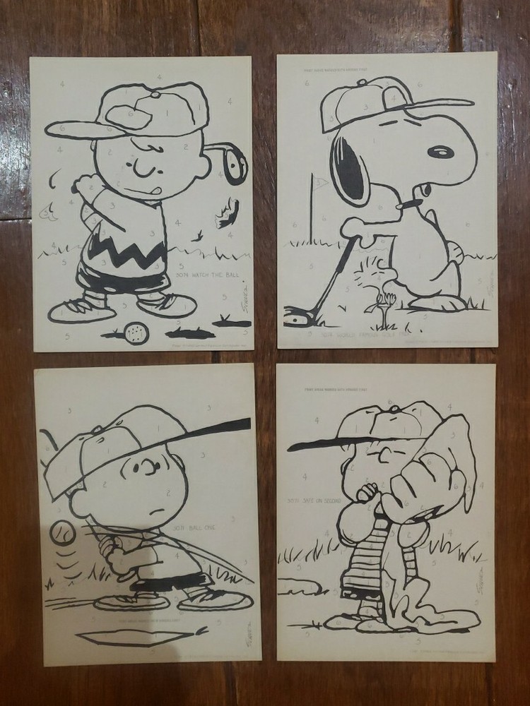 4 Snoopy Peanuts Charlie Brown Paint By Number USA Vintage 4 Designs SEE DETAILS