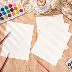 50 Sheets Watercolor Paper 8.5 x 11inch, 160 GSM Deckled Edge Paper Rough/Textur