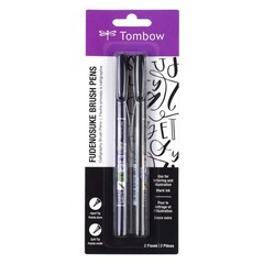 Tombow 62038 Fudenosuke Brush Pen, 2-Pack. Soft 2 Count (Pack of 1), Black