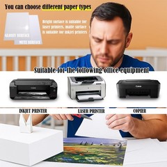 A4 printing paper – 100 sheets – Size 8.3 x 11.7 inches – Matte/Glossy – White