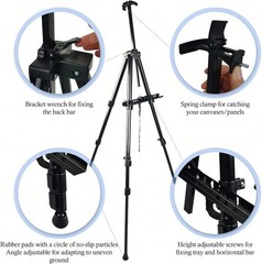 Portable Black Metal Art Easel Stand Adjustable Height For Floor Tabletop Canvas