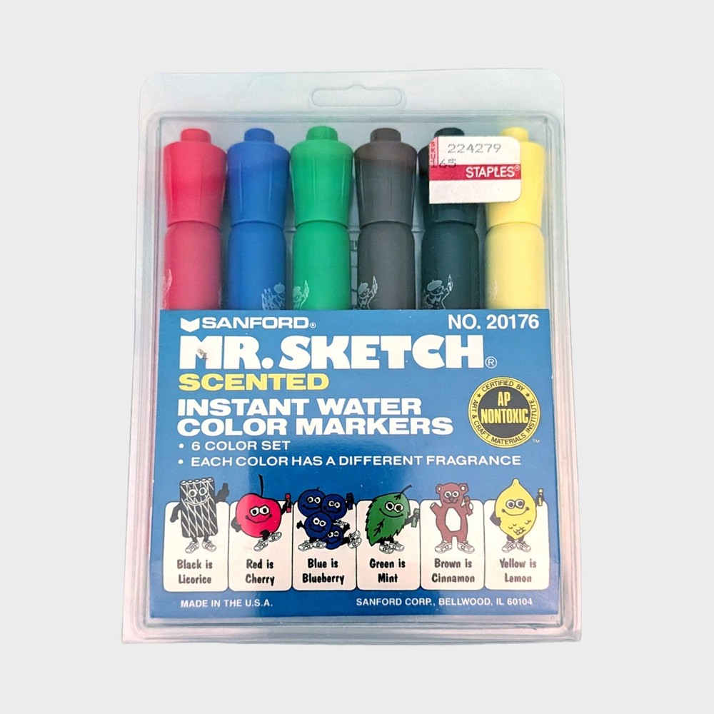 Sanford Mr Sketch Scented Markers Set of 6 Vintage 20176 Water Color Art New