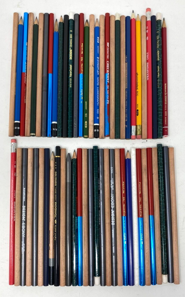 Sketching Pencil Lot: 60 Assorted Brand Art Pencils SANFORD BEROL FABER CASTELL