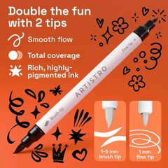 ARTISTRO Acrylic Paint Pens – Dual Tip 5 Count (Pack of 1), Black&White