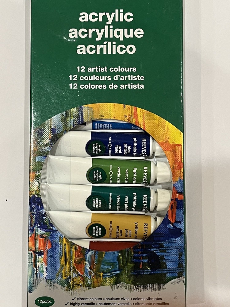 (Brand NEW) Reeves Acrylic Paint Set – 12x10ml Tubes, 12pc, 12 artist colors