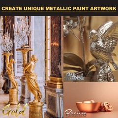 Wadities Acrylic Paint Metallic 375g Gold & Silver & Bronze Gold Leaf Paint for