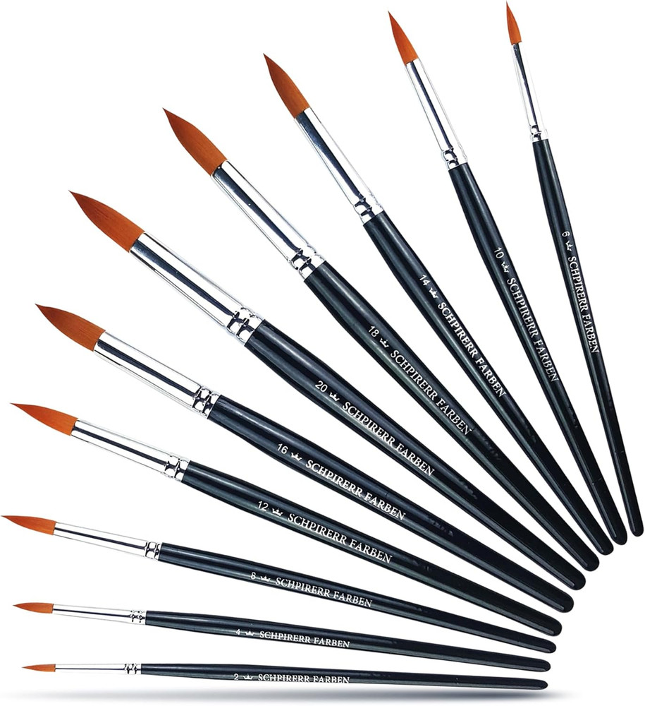 – 10-Piece round Paint Brush Set, Large and Small Paint Brushes for Acrylic Pain