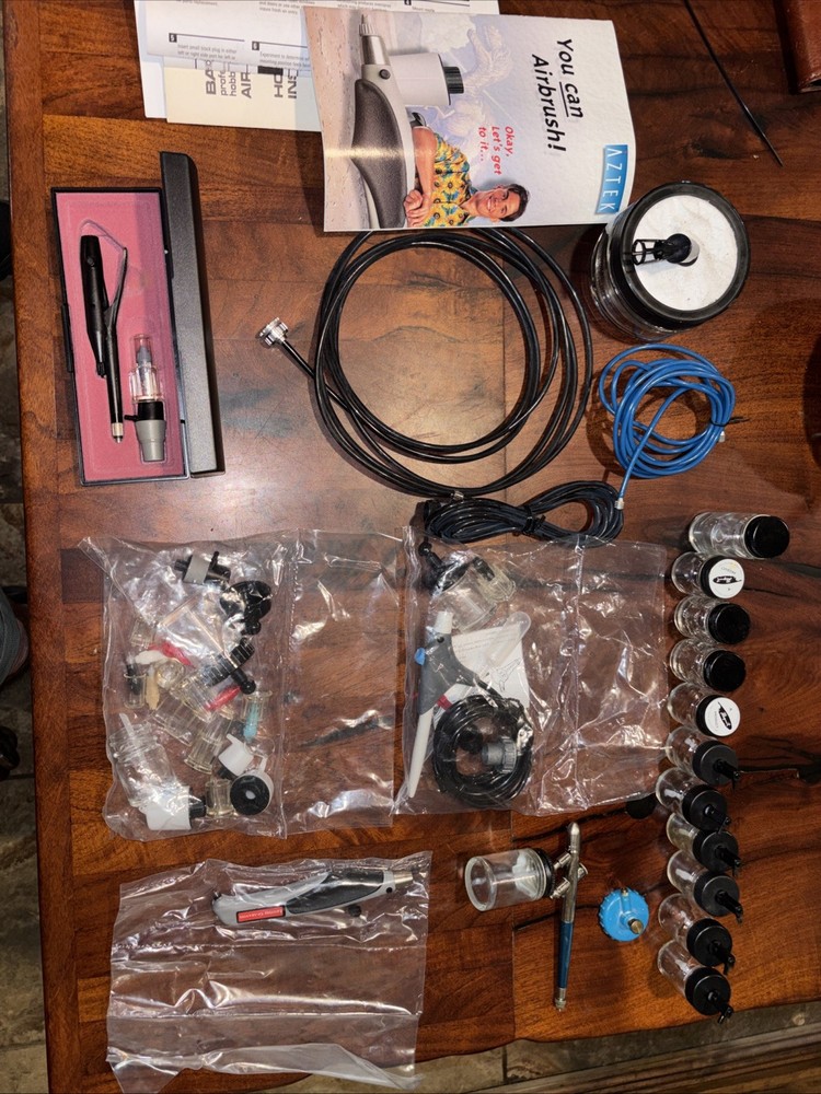 Airbrush Lot and W/ Model Master, Badger, etc with many accessories (most new)
