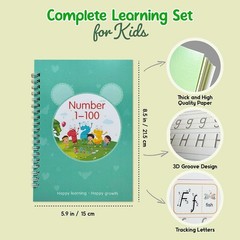 Magic Practice Copybook Number Letter Reusable Tracing Book for Preschoolers Pen