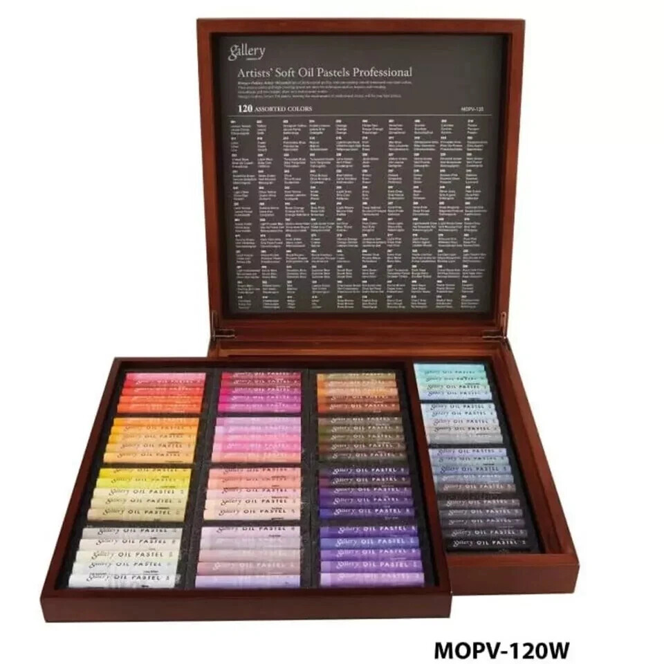 MUNGYO Gallery MOPV-120W Soft Oil Pastels 120 Colors in Wooden Box Set NEW