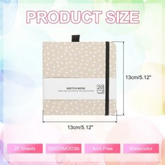 5.1×5.1″ Watercolor Sketchbook, 20Sheet 300GSM/203lb Pen Holder, Gray
