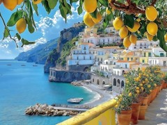 Mediterranean Lemon Tree Paint by Numbers for Adults Beginner, Seaside Landscape