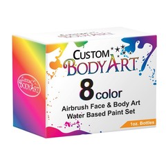8 Color 1oz Airbrush Face & Body Art Paint Kit Water-Based Custom Temp Tattoo