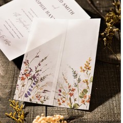 50 Pack Wildflower Printed Pre-Folded Vellum Jackets for 5×7 Invitations – 11…