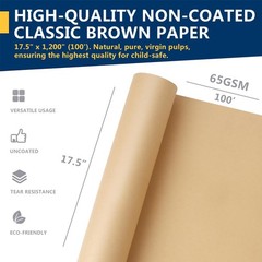 PerkHomy Brown Kraft Paper Roll 17.5″ x 1,200″ (100′) for x 100′,