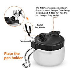 JOYABEST Airbrush Cleaning Pot Holder Glass Jar Waste Station with 3 Filters