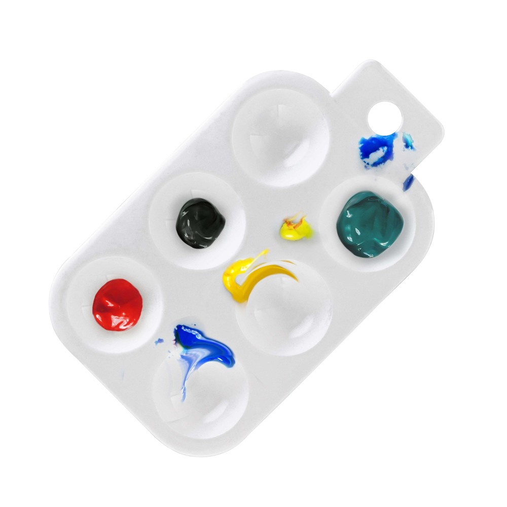6-Well Plastic Rectangular Artist Painting Palette, Paint Mix Tray, Art Student