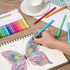 24 Pack Colored Fineliner Pens – 0.4mm, Ergonomic Triangular Barrels for Smooth