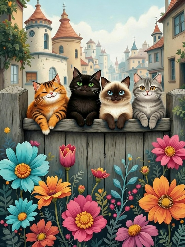 Cat Diamond Painting Kit 5D 12 x 16 Inch DIY Animal Art Craft