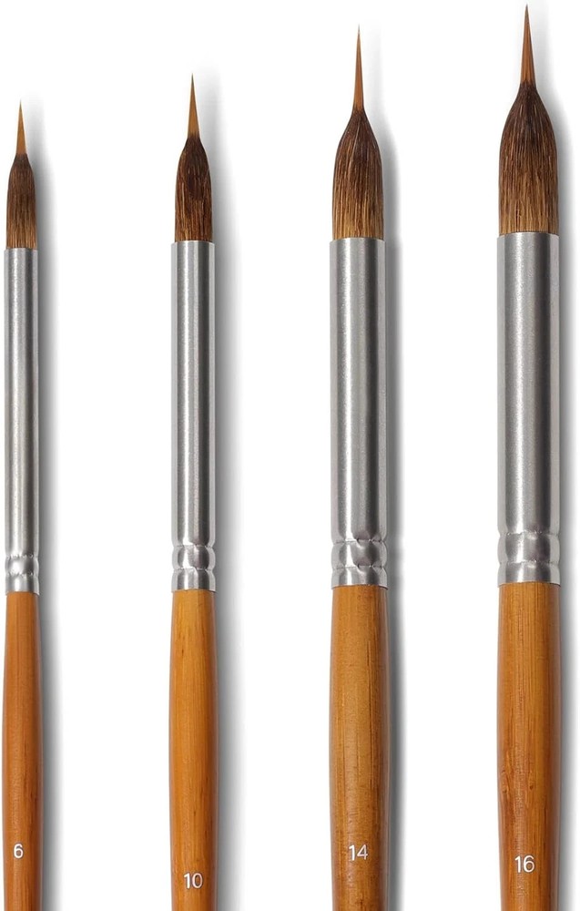 Watercolor Brushes Set – 4Pcs Extended Needle Point Brushes Synthetic Extra Long