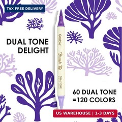 Grabie 120 Colors Acrylic Paint Markers, 60 Pack Dual Tip Soft Brush Acrylic Mar