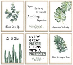 6pcsOffice Inspirational Botanical Canvas Wall Art Eucalyptus Leaves Sage Mot…