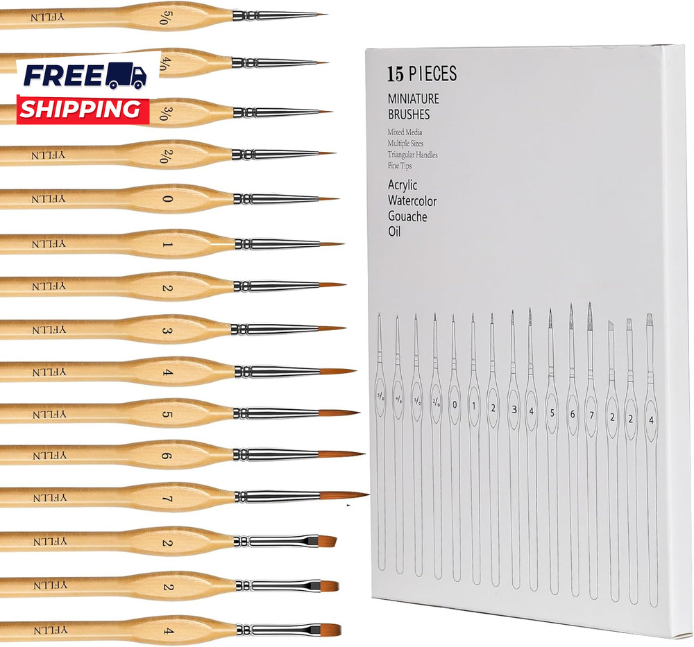 Miniature Paint Brushes 15PCS Model Brushes Detail Paint Brush Set Fine Detailin