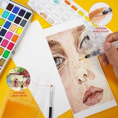 TAVOLOZZA Watercolor Paint Set 50 Colors Metallic & Fluorescent Gift Box