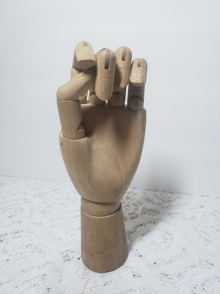 Wooden Mannequin Hand 7 Inch Realistic Wood Hand Model Posable Manikin Hand Art