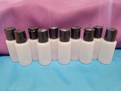 1oz Natural Cylinder HDPE Plastic Bottle w/Black Disc Top-Bottles Paints Storage
